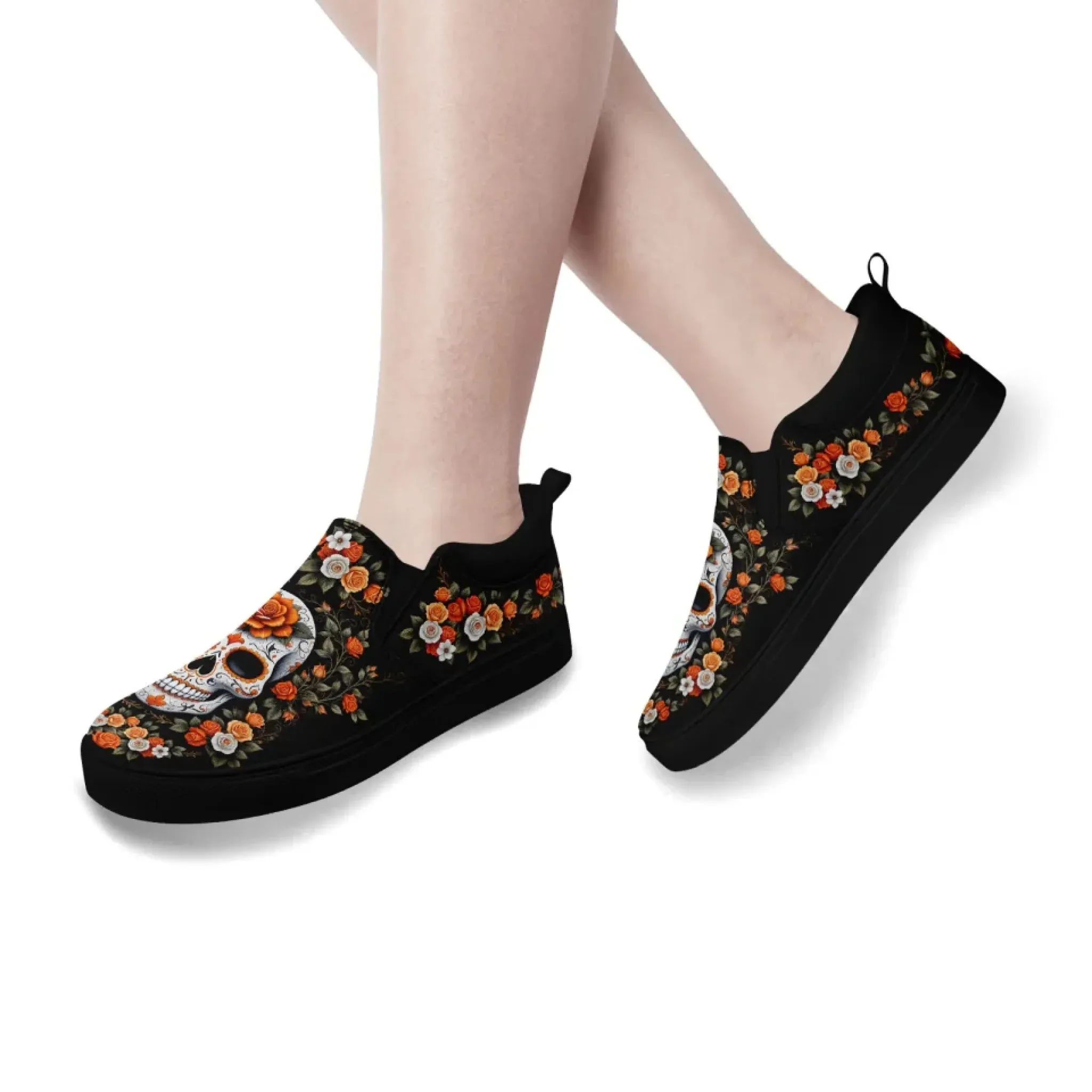 Personalized Skull Fashion Sneakers, Custom Skeleton and Face Shoes, Unisex and Comfort Slip On Shoes