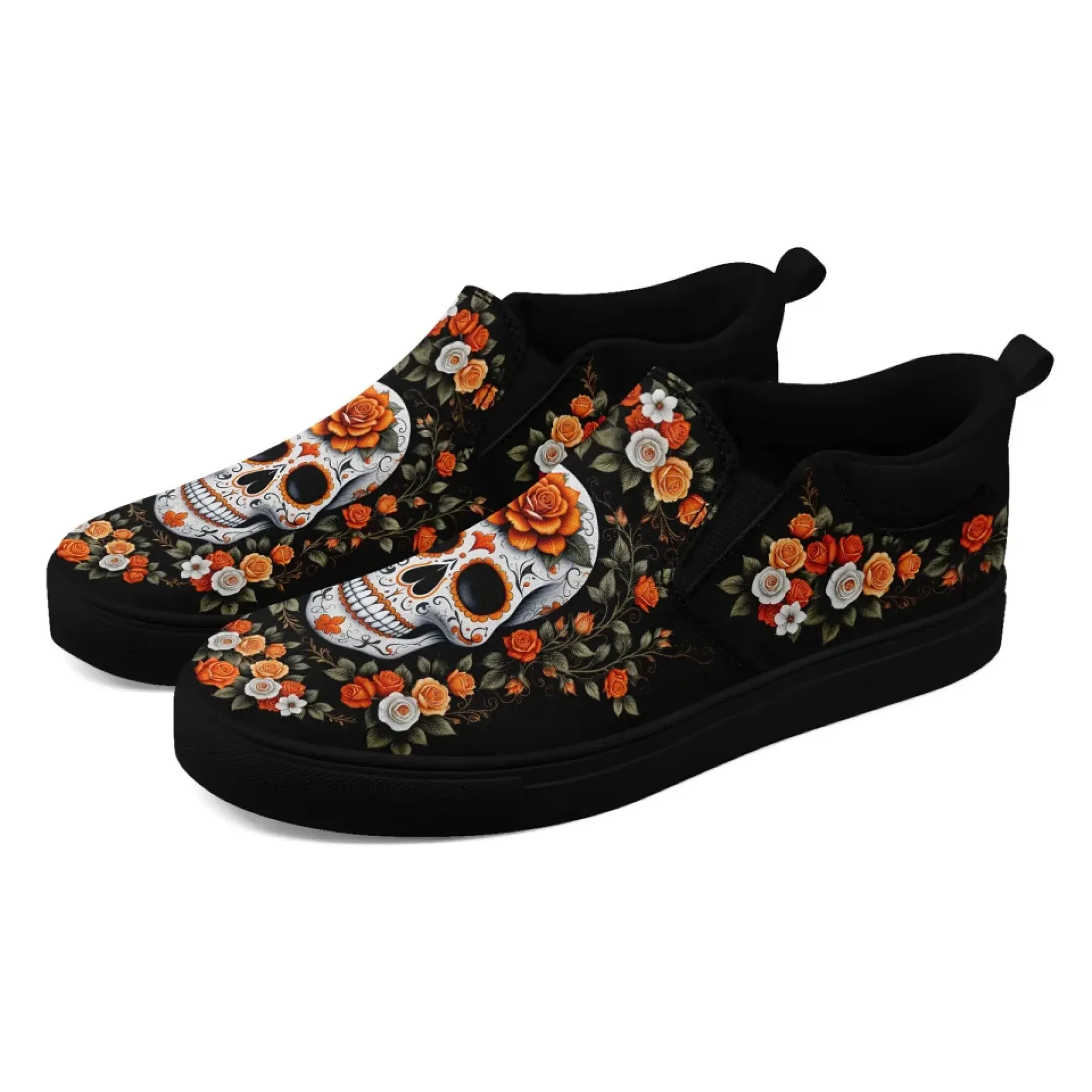 Personalized Skull Fashion Sneakers, Custom Skeleton and Face Shoes, Unisex and Comfort Slip On Shoes