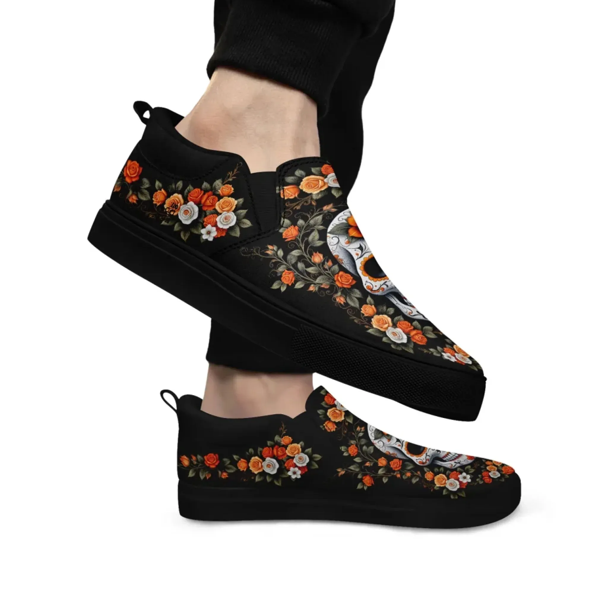 Personalized Skull Fashion Sneakers, Custom Skeleton and Face Shoes, Unisex and Comfort Slip On Shoes