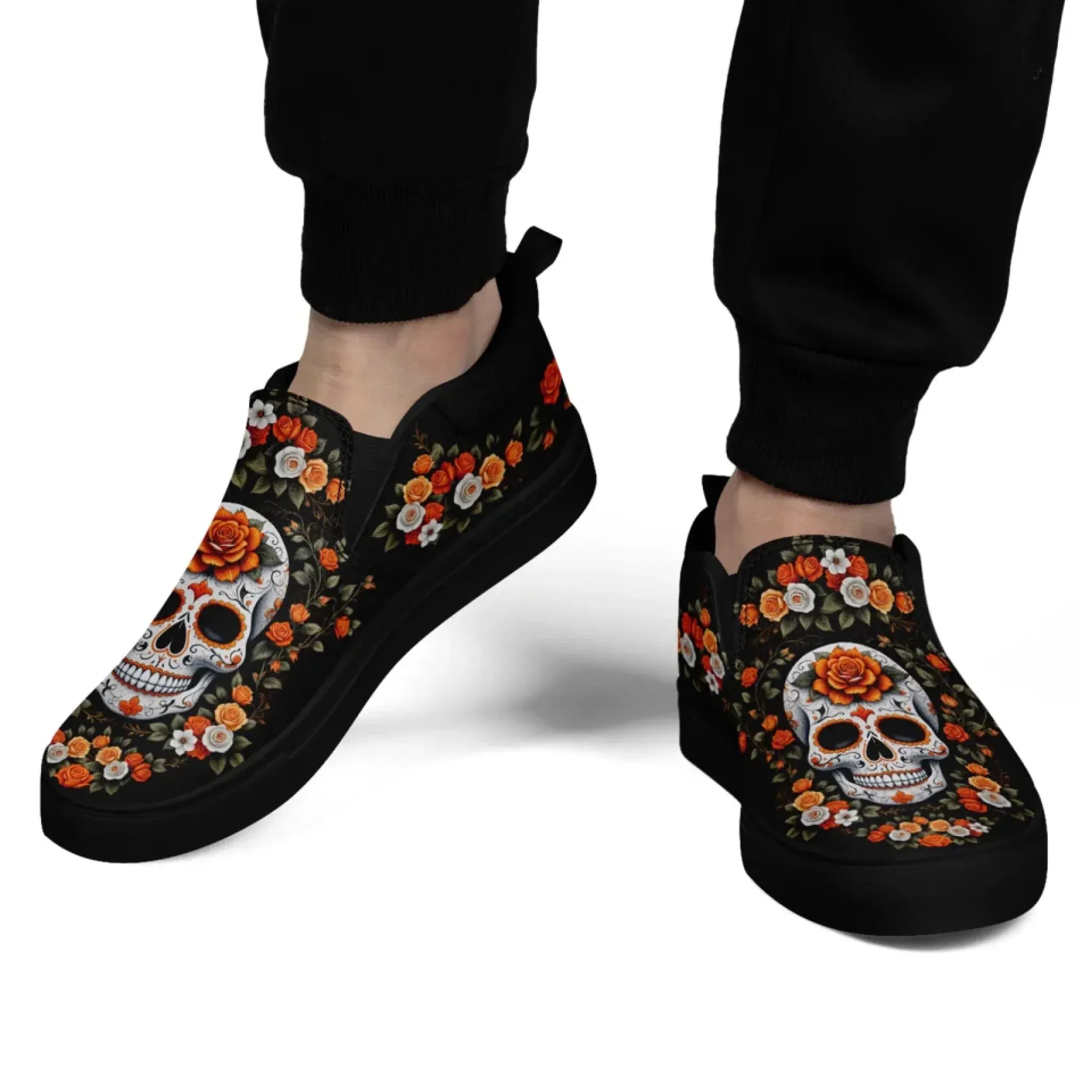 Personalized Skull Fashion Sneakers, Custom Skeleton and Face Shoes, Unisex and Comfort Slip On Shoes
