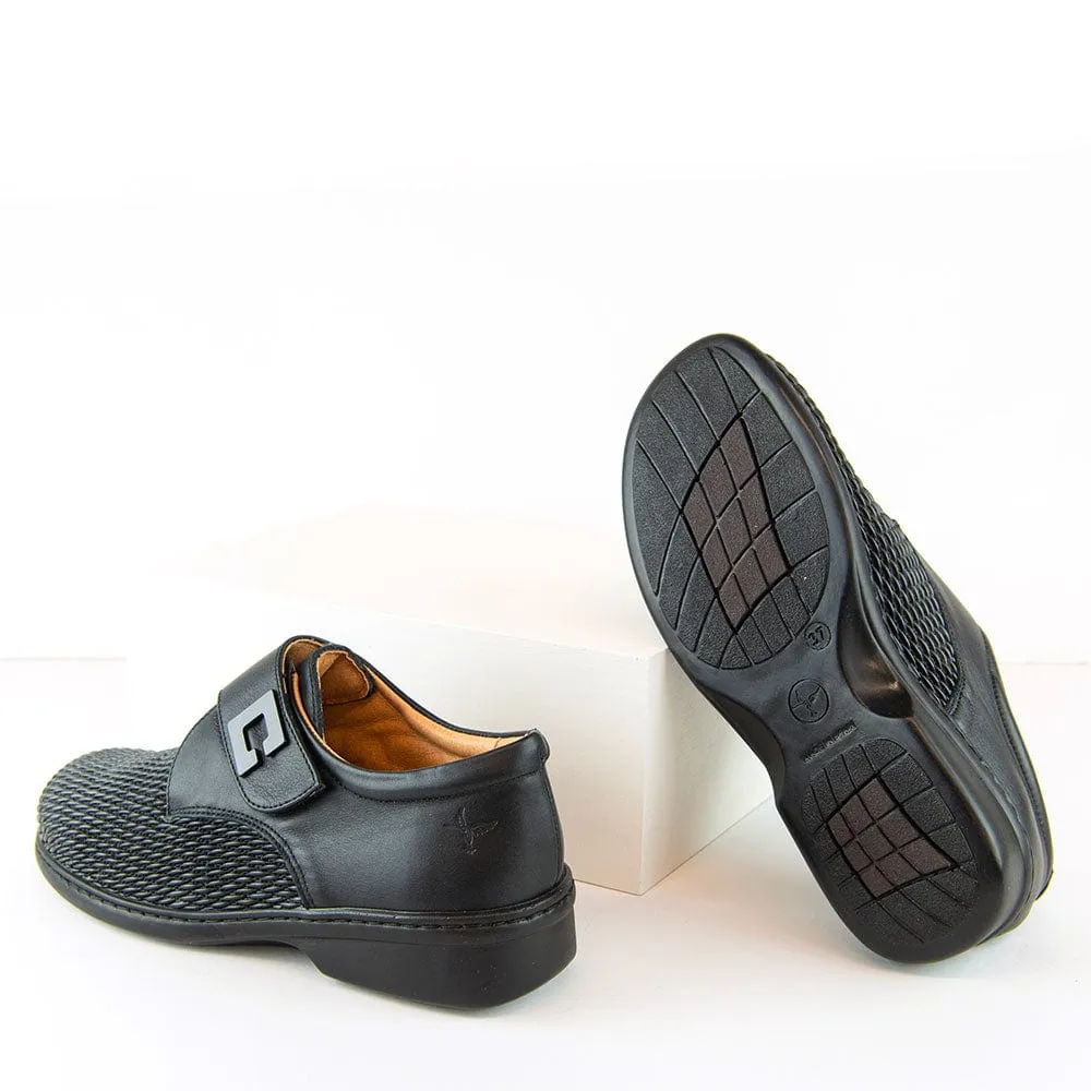 Portofino Women's Velcro Elasticizzat Loafers- Black