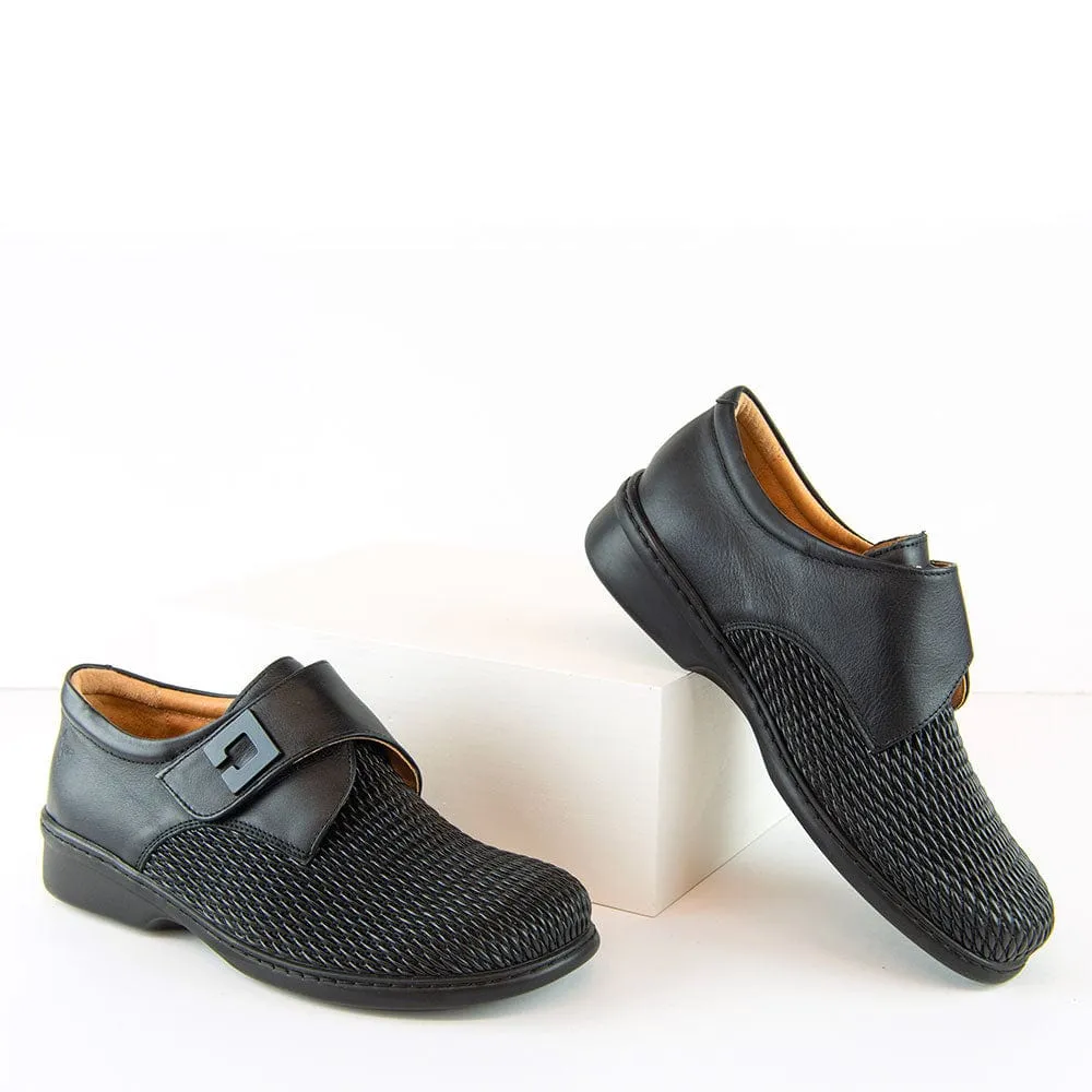Portofino Women's Velcro Elasticizzat Loafers- Black