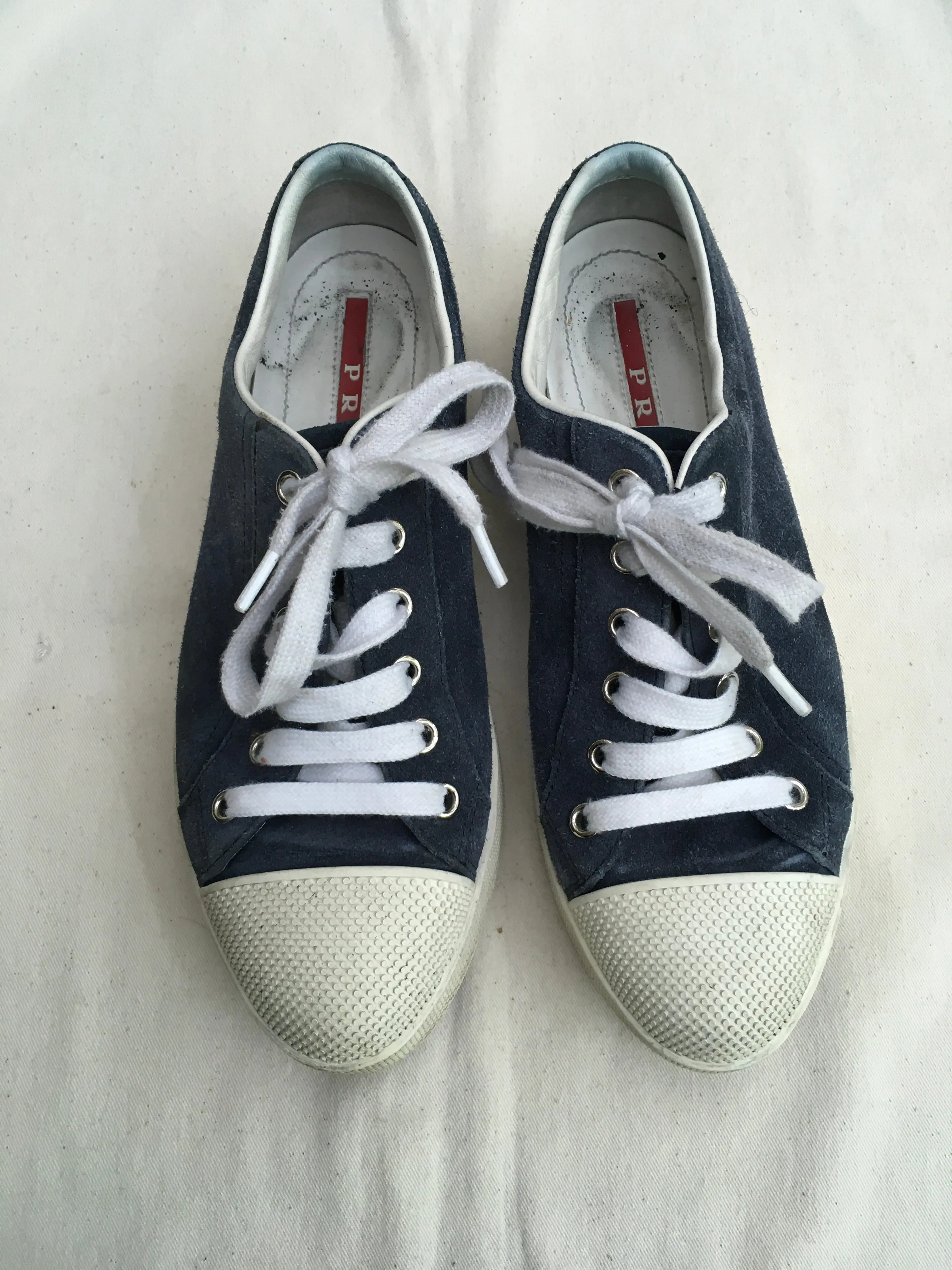 PRADA Suede Navy Round-Toe Sneakers Trainers 36 1/2 UK 3.5 US 6.5 ladies