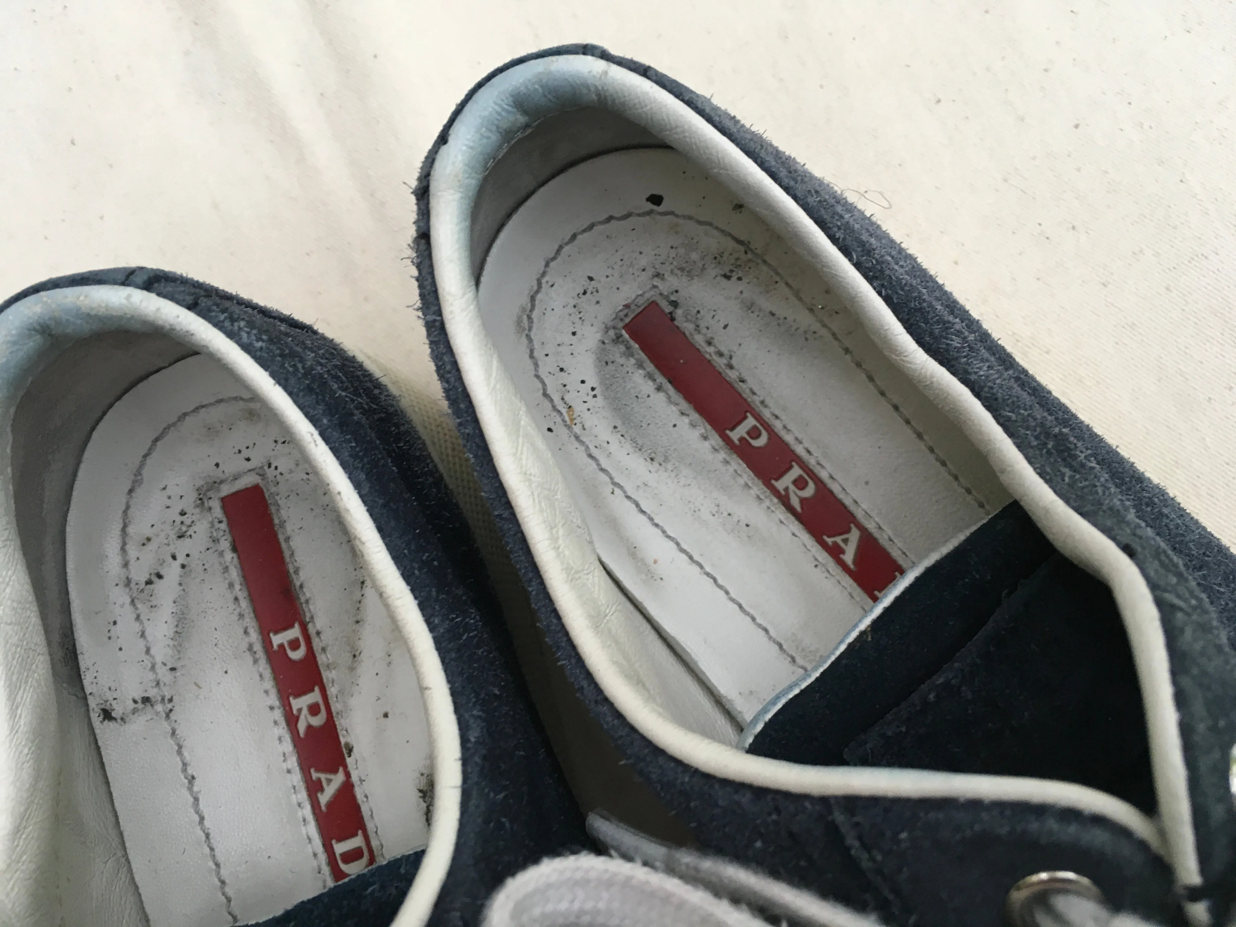 PRADA Suede Navy Round-Toe Sneakers Trainers 36 1/2 UK 3.5 US 6.5 ladies