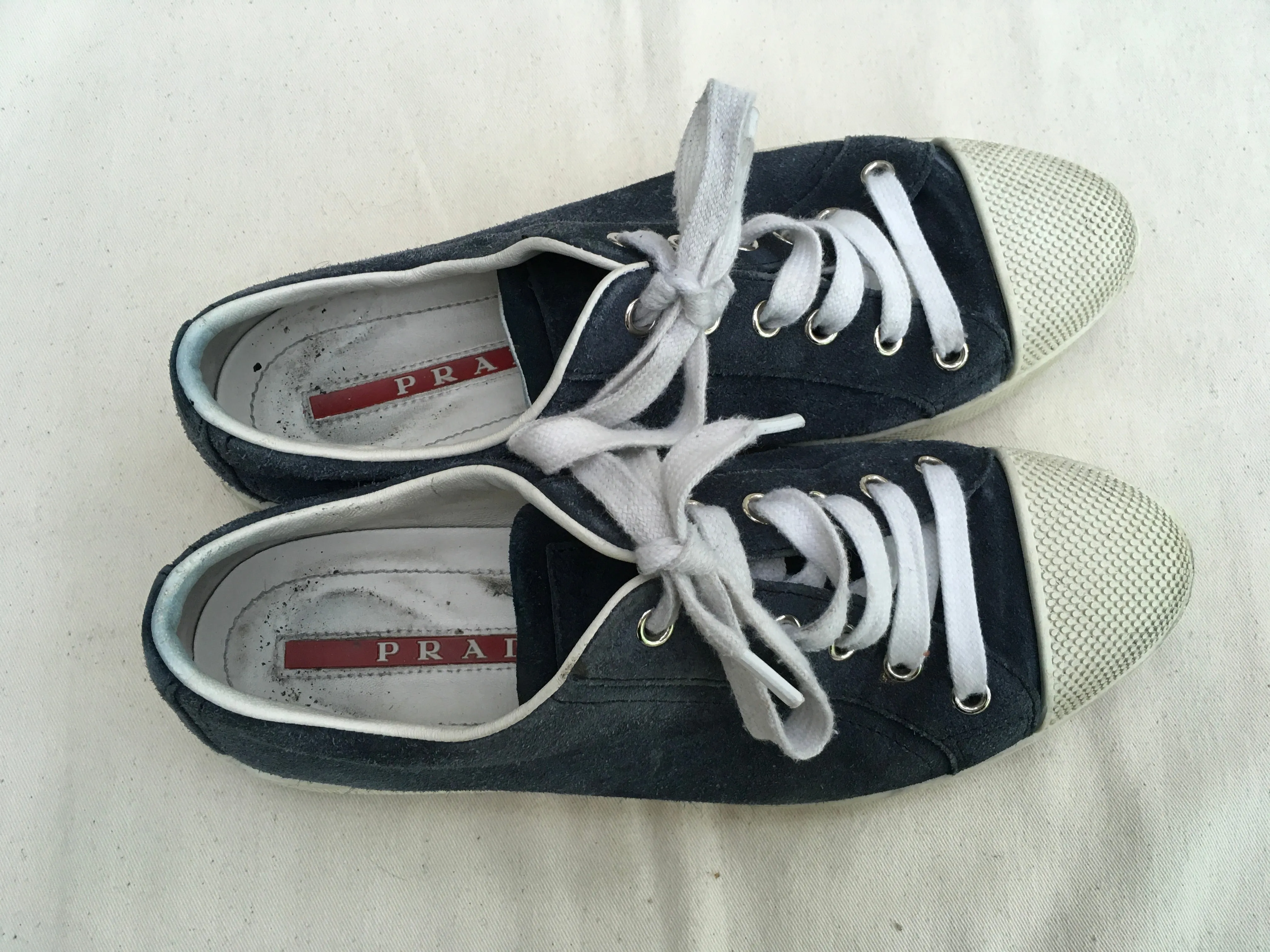 PRADA Suede Navy Round-Toe Sneakers Trainers 36 1/2 UK 3.5 US 6.5 ladies