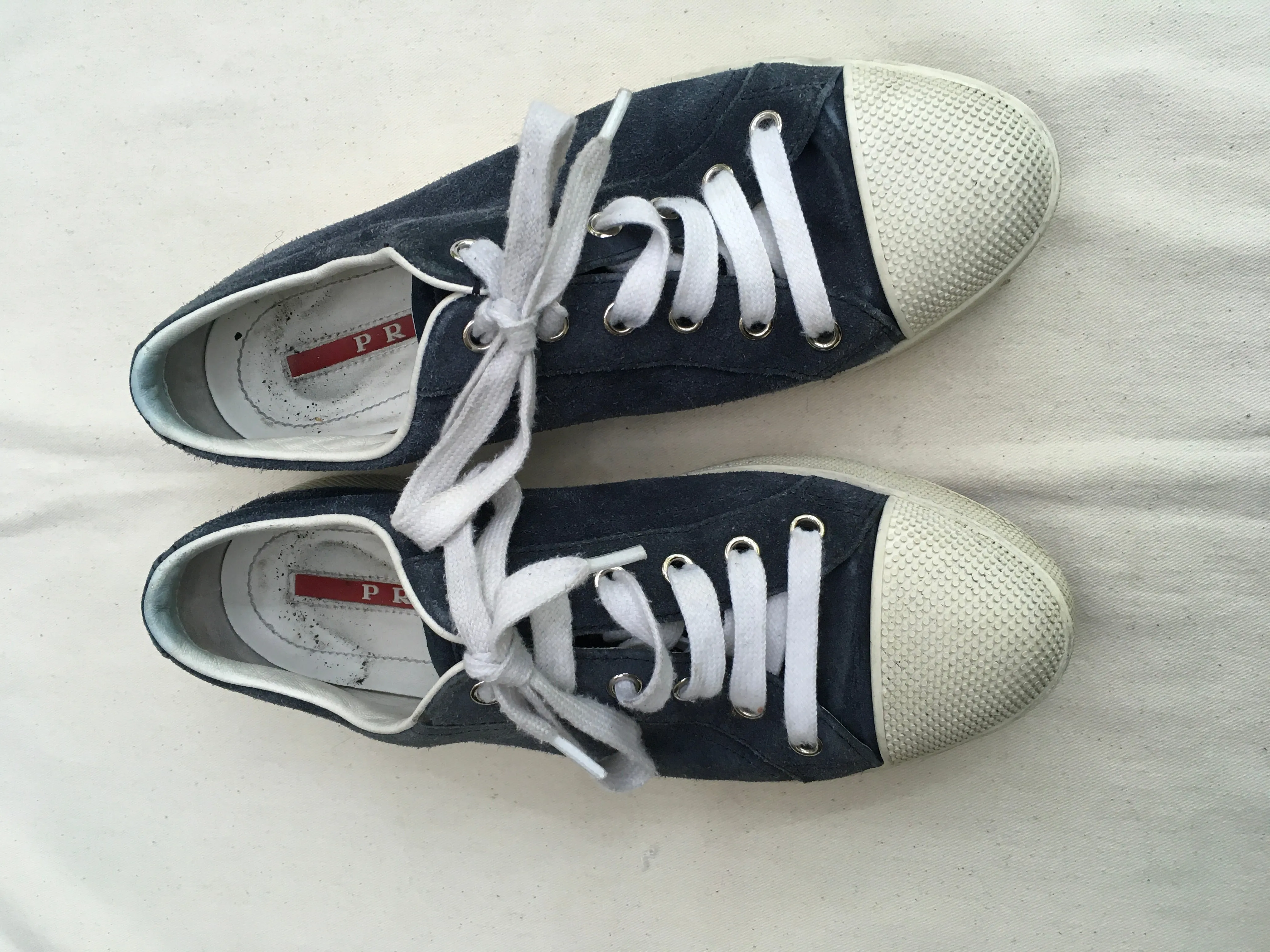 PRADA Suede Navy Round-Toe Sneakers Trainers 36 1/2 UK 3.5 US 6.5 ladies