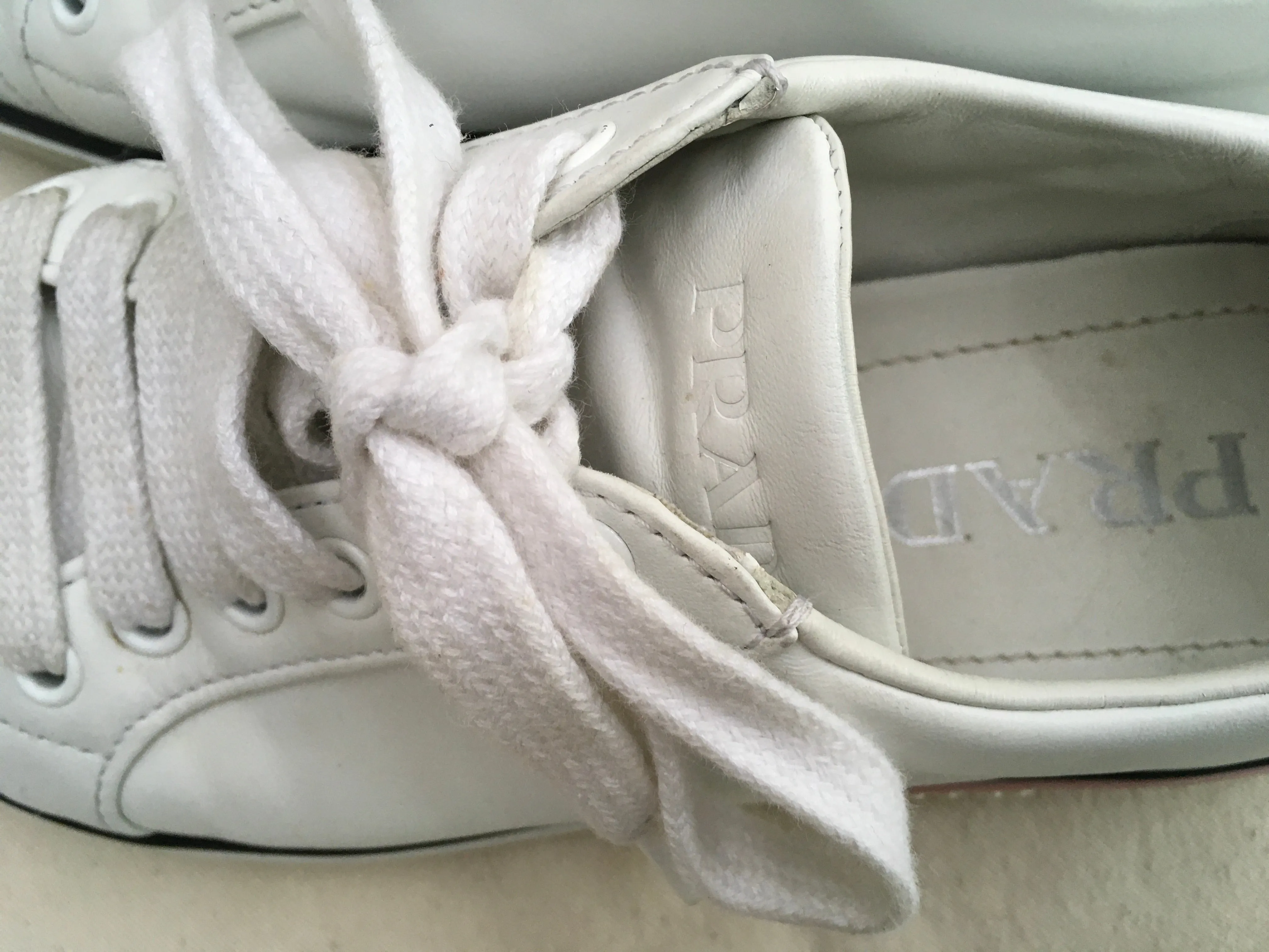 PRADA White Leather Sneakers Trainers Shoes 36 UK 3 US 6 ladies