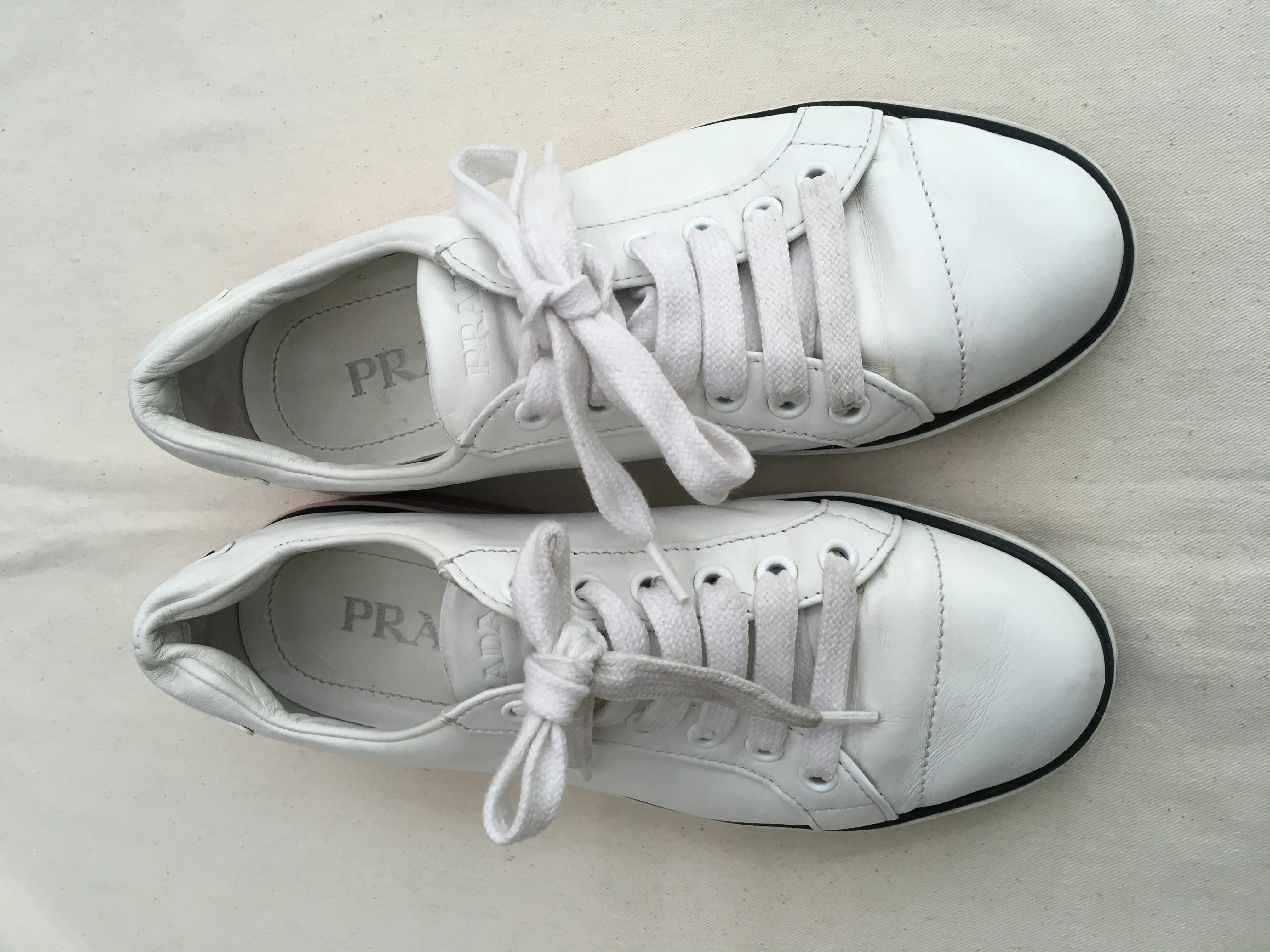 PRADA White Leather Sneakers Trainers Shoes 36 UK 3 US 6 ladies