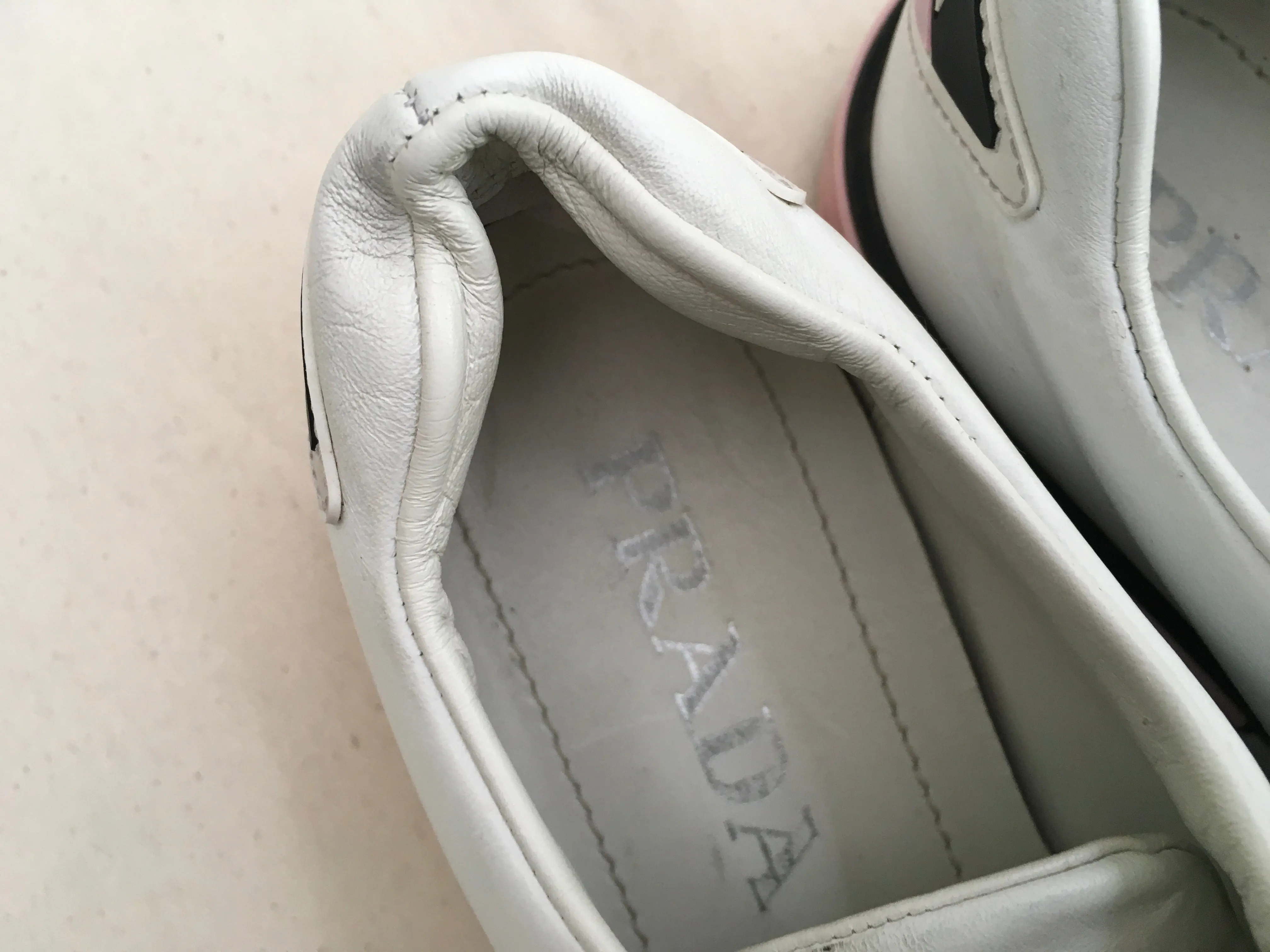PRADA White Leather Sneakers Trainers Shoes 36 UK 3 US 6 ladies