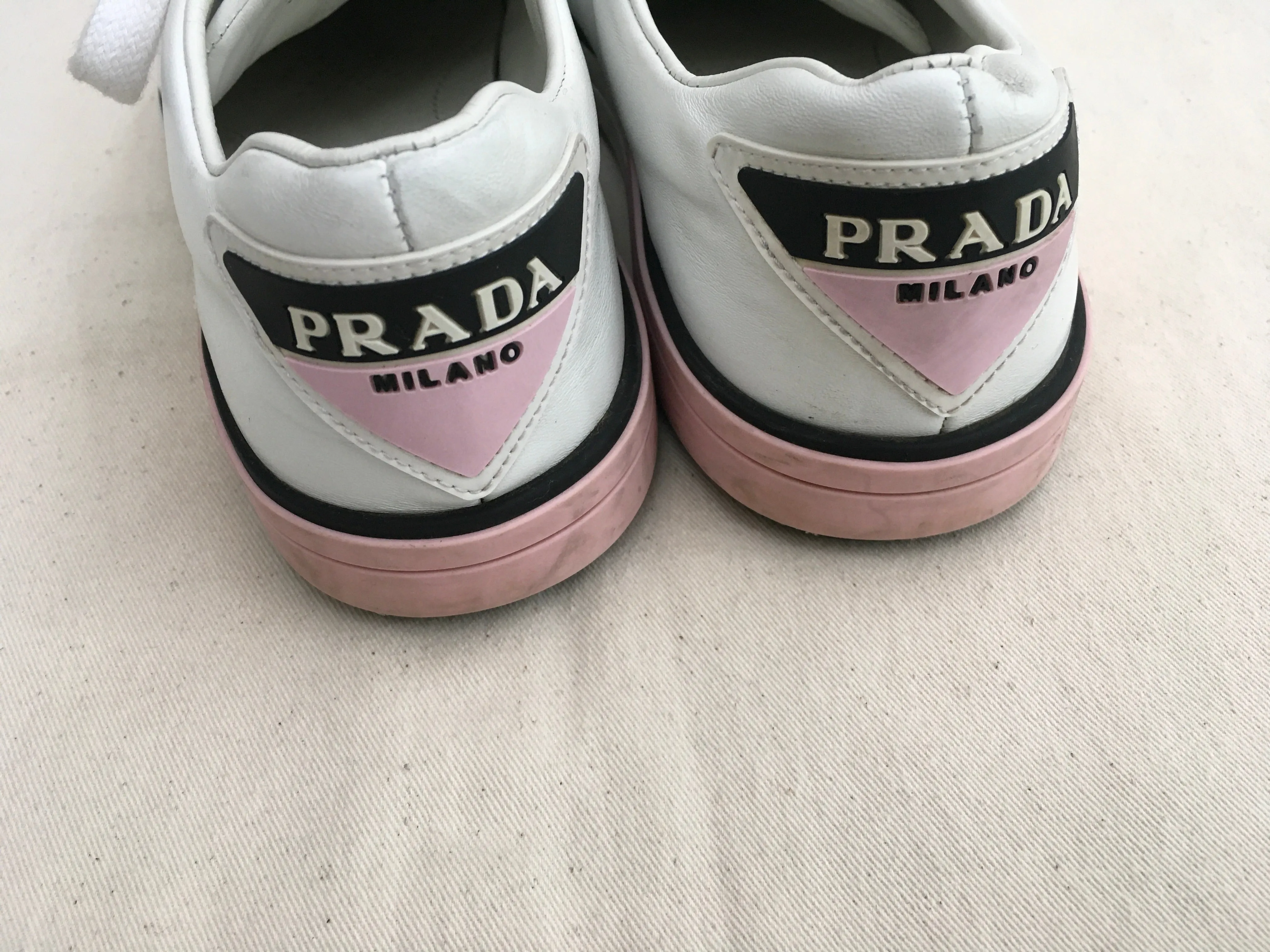 PRADA White Leather Sneakers Trainers Shoes 36 UK 3 US 6 ladies