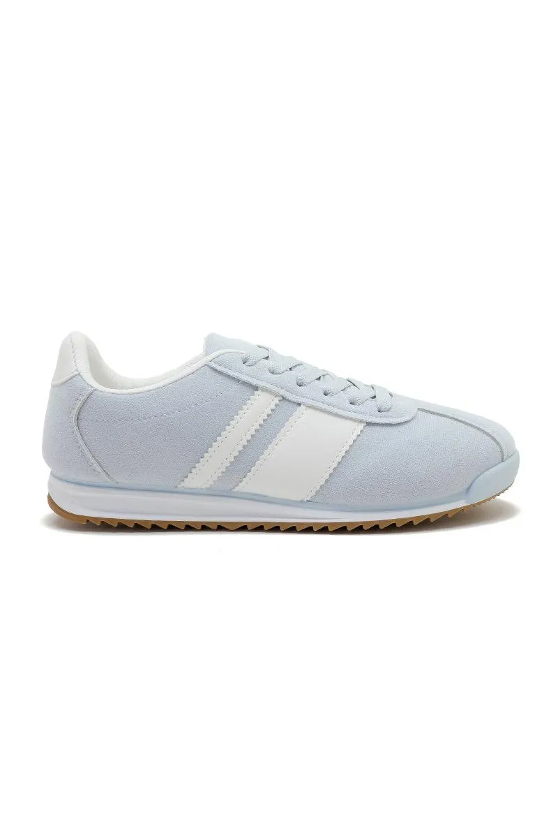 ROUND TOE SIDE LINE STRIPPED DETAILED GUM SOLE TRAINERS IN BLUE
