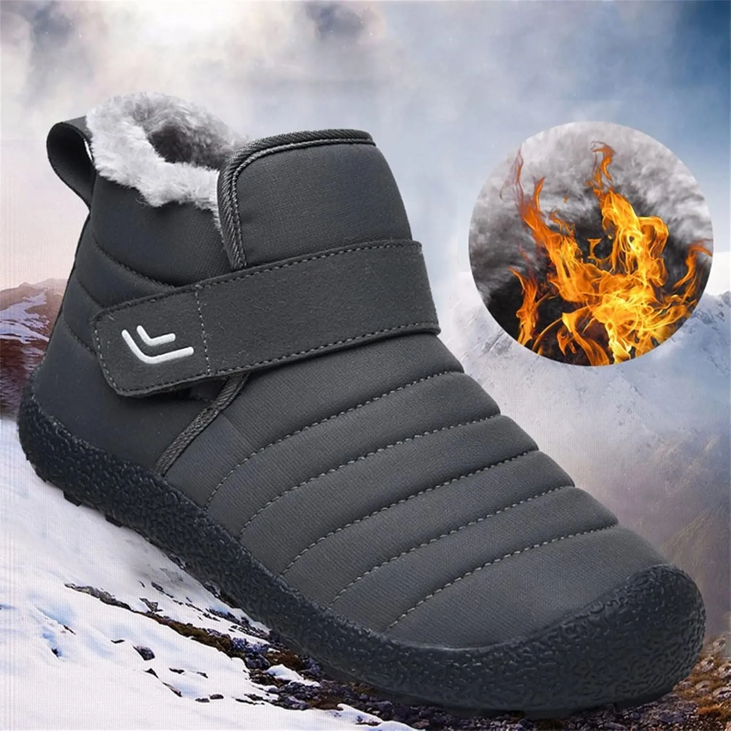 Snow Boots for Teen Girls Waterproof Insulated Fur Boots Outdoor Walking Shoes Fur Lined Short Ankle Booties Winter Boots