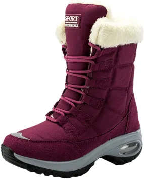 Snow Boots Men Warm Furry Lined Mid Calf Boots Footwear Waterproof Outdoor Comfort Winter Boots Slip on Ankle Booties Non-Slip Hiking Boot Trekking Boots