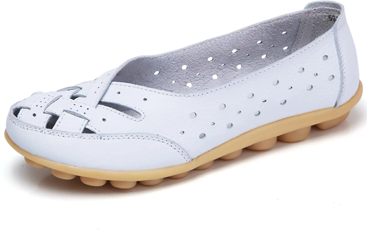 SuanlaTDS Slip On Women Comfort Walking Flat Loafers Casual Shoes Driving Loafers Walking Shoes for Women Black Casual Slip on Shoes for Women (White, 7)