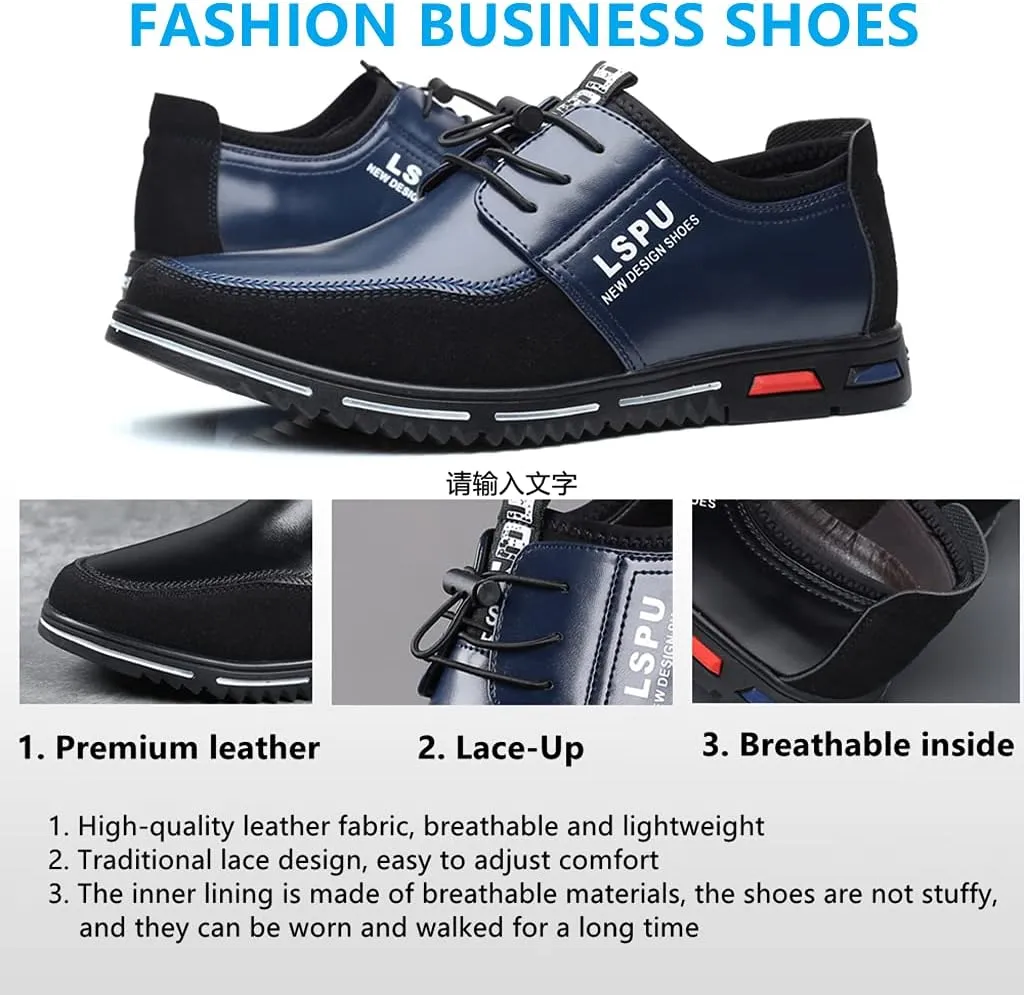 UIKGITP Men Casual Business Luxury Loafers Shoes Breathable Comfort Walking Fashion Driving Leather for Male Lace-up Sneakers Work Office Dress Outdoor