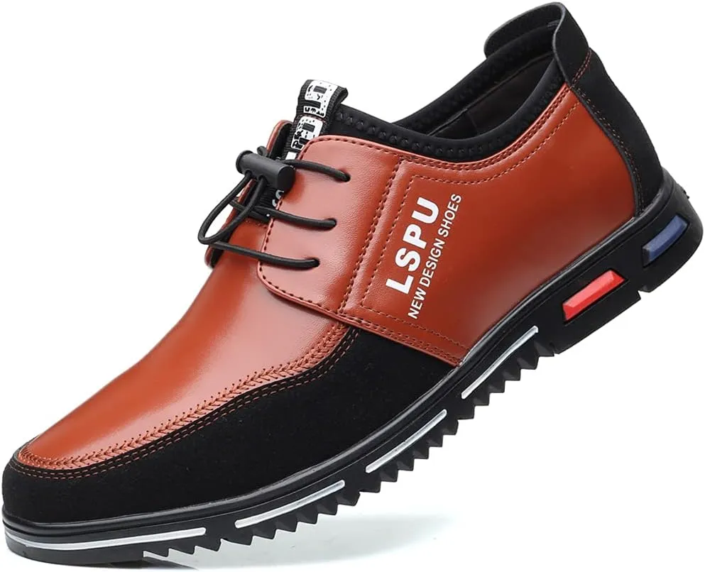 UIKGITP Men Casual Business Luxury Loafers Shoes Breathable Comfort Walking Fashion Driving Leather for Male Lace-up Sneakers Work Office Dress Outdoor