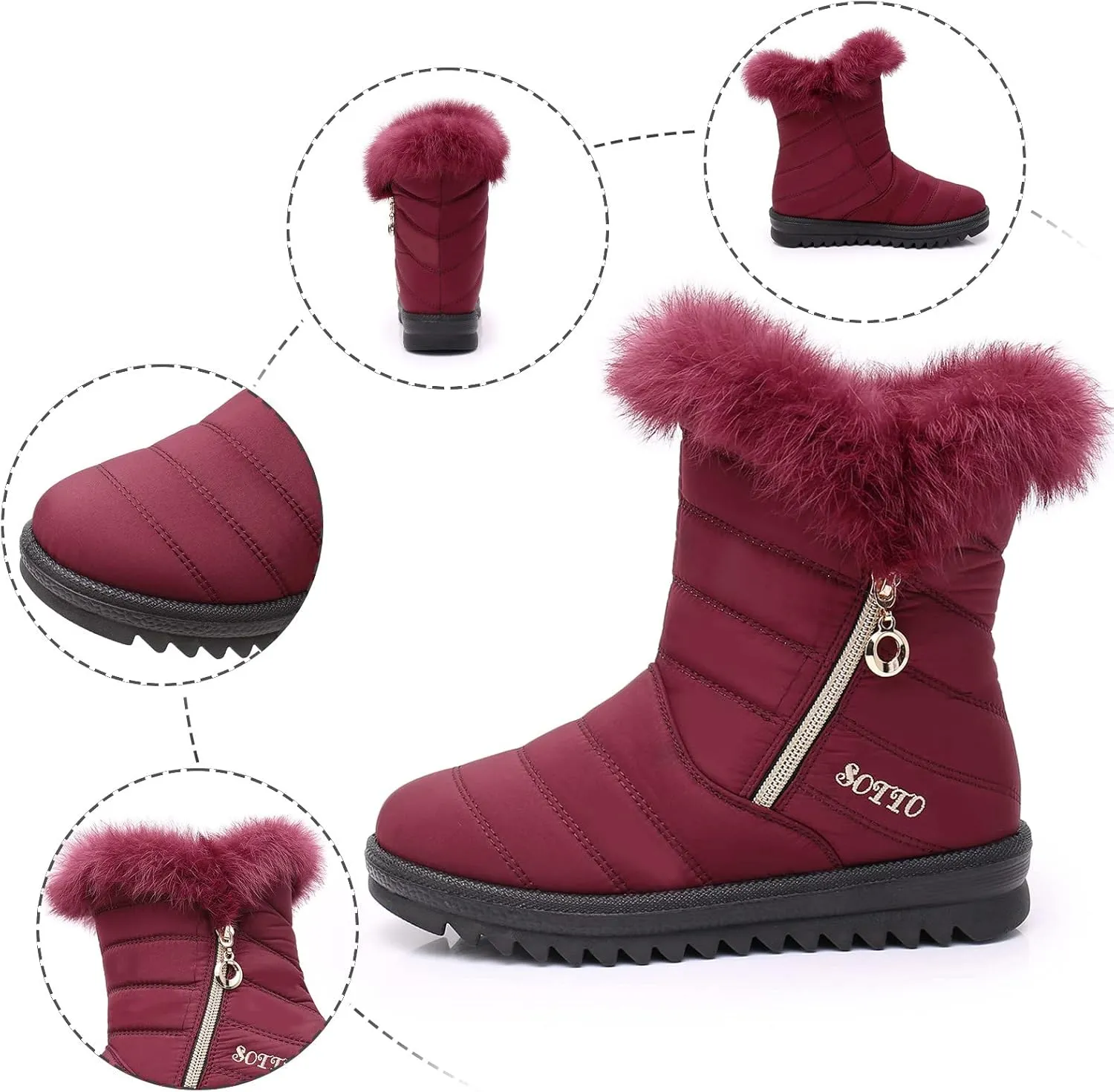 Winter Boots for Teens Waterproof Insulated Fur Boots Comfortable Ankle Booties Lightweight Outdoor Work Boots Snow Boots
