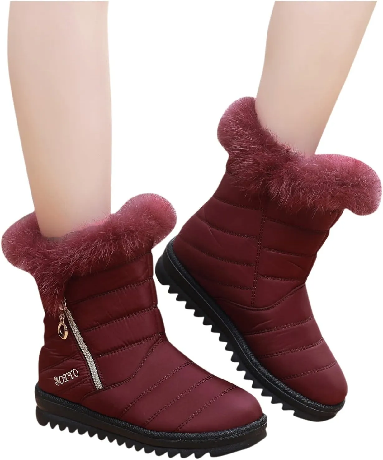 Winter Boots for Teens Waterproof Insulated Fur Boots Comfortable Ankle Booties Lightweight Outdoor Work Boots Snow Boots