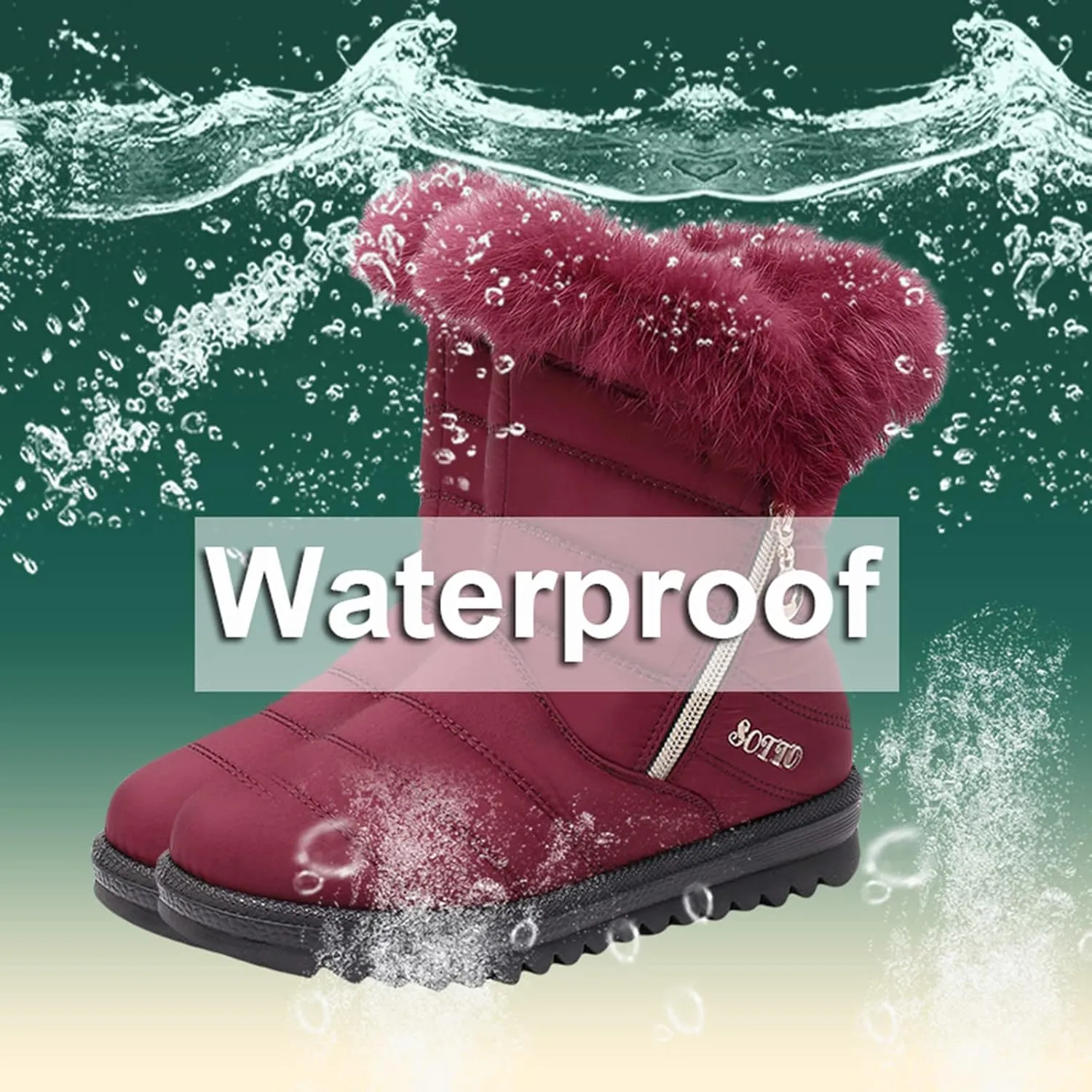 Winter Boots for Teens Waterproof Insulated Fur Boots Comfortable Ankle Booties Lightweight Outdoor Work Boots Snow Boots