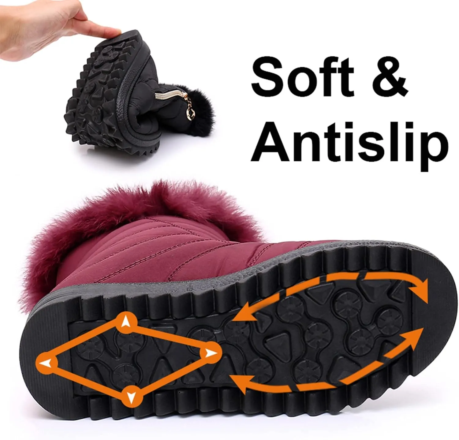 Winter Boots for Teens Waterproof Insulated Fur Boots Comfortable Ankle Booties Lightweight Outdoor Work Boots Snow Boots