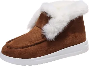 Winter Dress Boots For Women 2024 Snow Boots Fur Lined Warm Fuzzy Ankle Booties Casual Fashion Slip On Loafers Shoes
