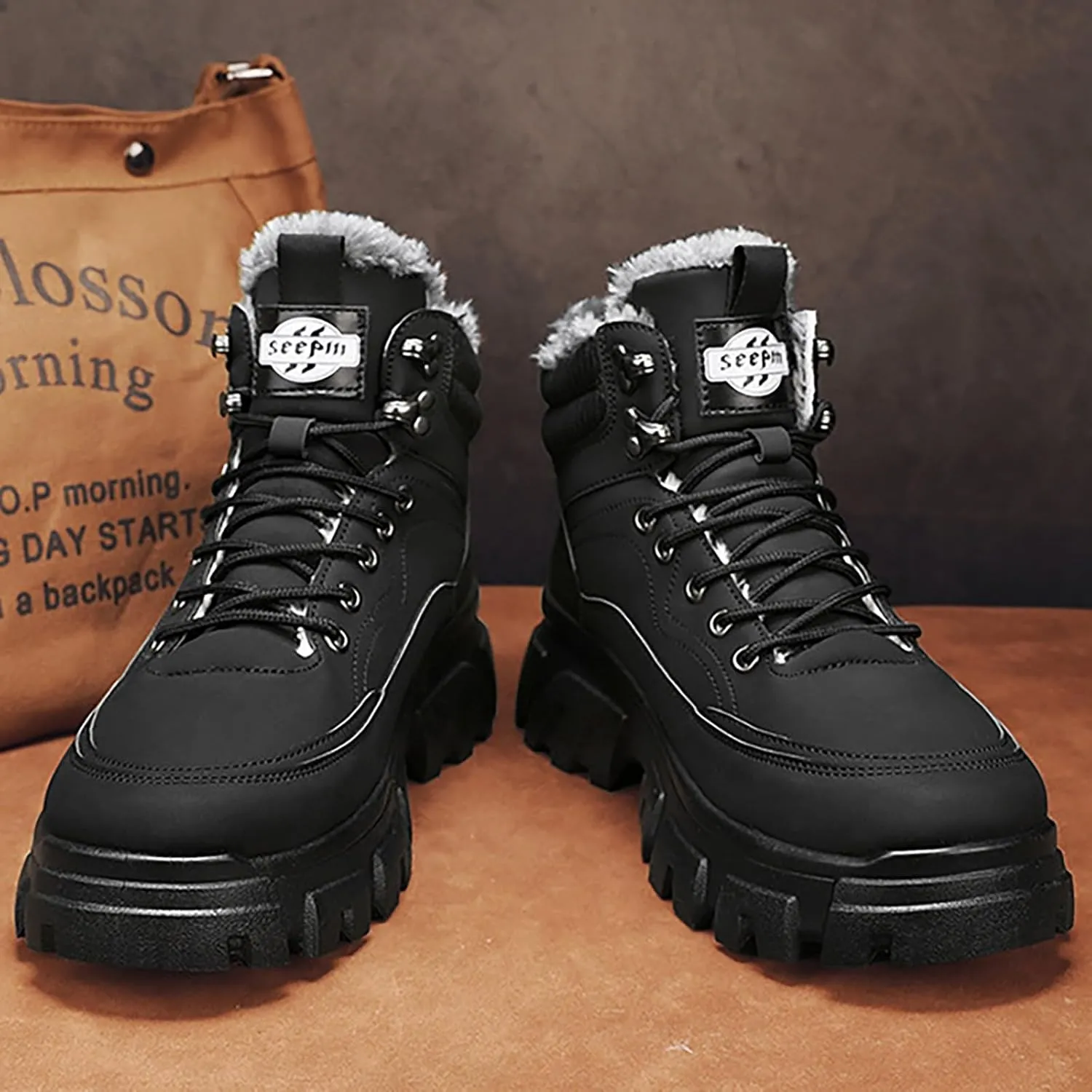 Women Winter Boots with Zipper Mens Hiking Sneakers Ankle Booties Waterproof Shoe Barefoot Shoes Grounded Footwear Steel Toe Shoes for Men Men Snow Booties