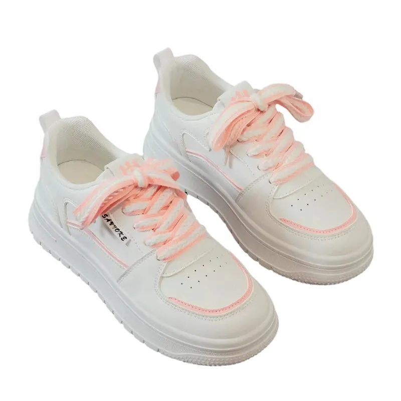 Women's Designer Chunky Platform Sneakers – White Casual Slip-On Tennis Shoes, Vulcanized for Walking