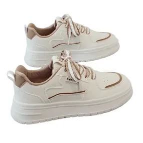 Women's Designer Chunky Platform Sneakers – White Casual Slip-On Tennis Shoes, Vulcanized for Walking