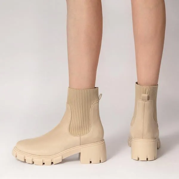 Women's Fashionable Stretch Knit Thick Sole Chelsea Boots 35472291S