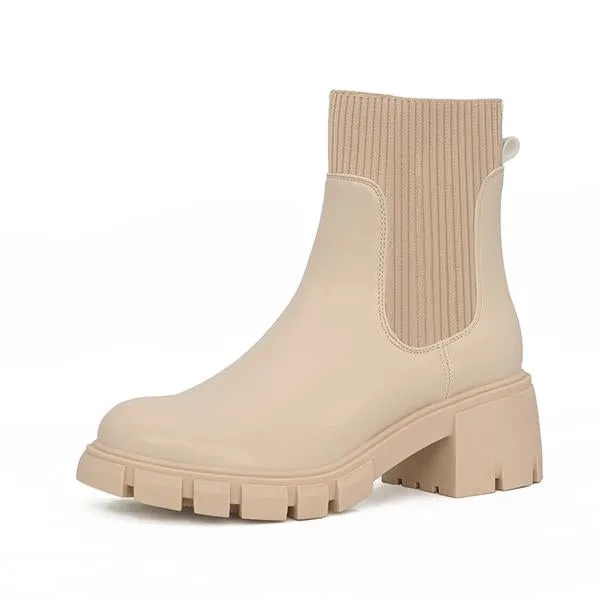 Women's Fashionable Stretch Knit Thick Sole Chelsea Boots 35472291S