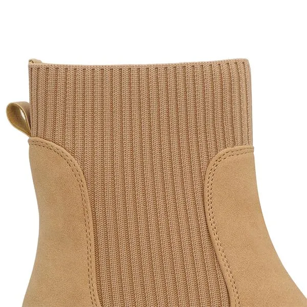 Women's Fashionable Stretch Knit Thick Sole Chelsea Boots 35472291S