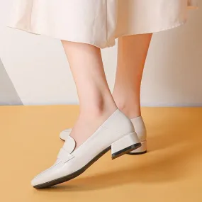 Women's low block heels slip on loafers shoes summer slip on dressy shoes