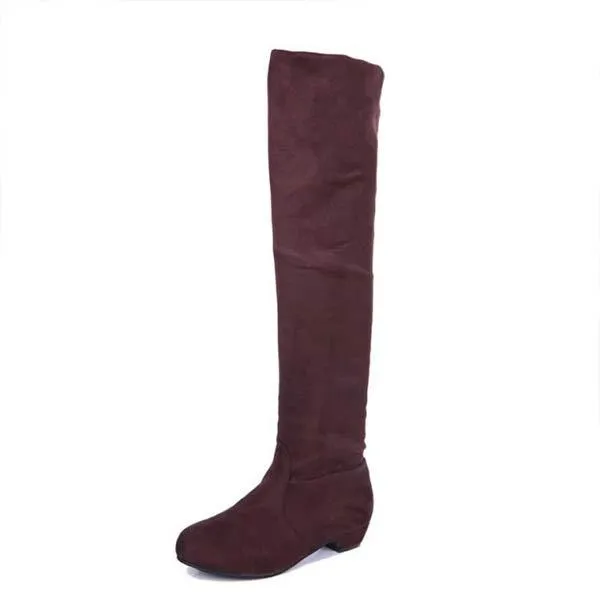 Women's Low Heel Over-the-Knee Boots in Stretchy Velvet Fabric 17825113C