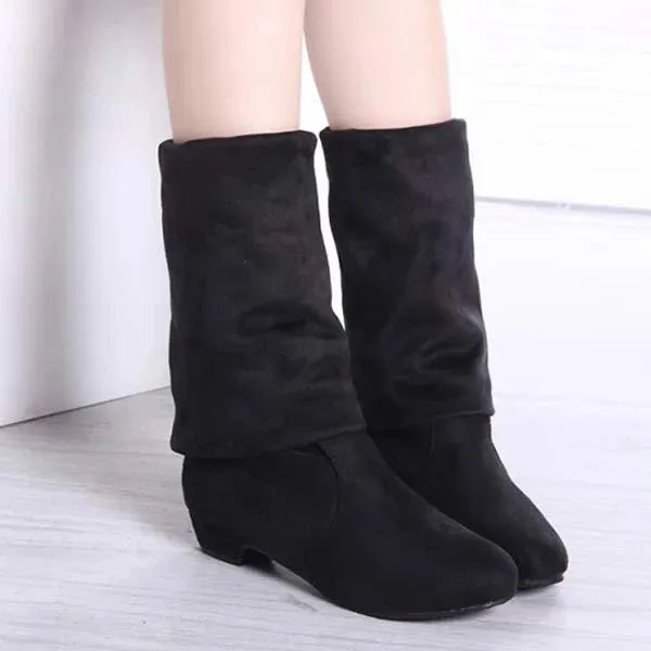 Women's Low Heel Over-the-Knee Boots in Stretchy Velvet Fabric 17825113C