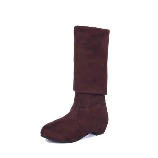 Women's Low Heel Over-the-Knee Boots in Stretchy Velvet Fabric 17825113C