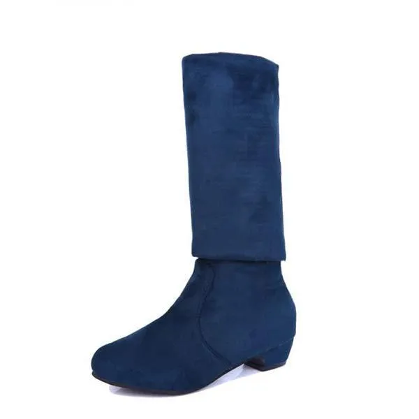 Women's Low Heel Over-the-Knee Boots in Stretchy Velvet Fabric 17825113C