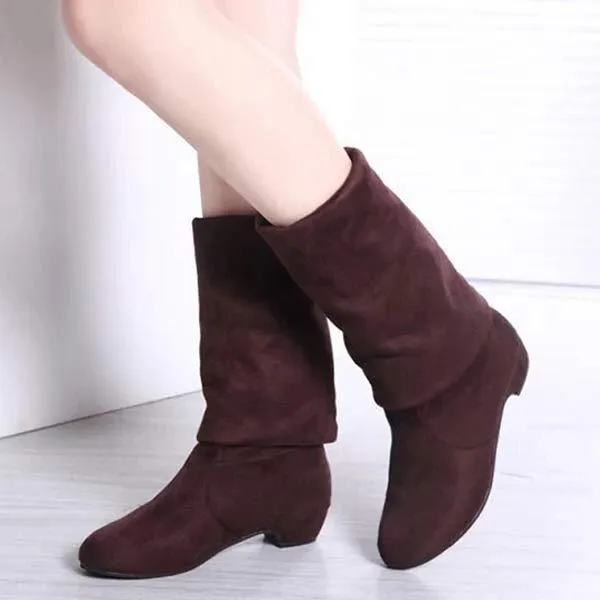 Women's Low Heel Over-the-Knee Boots in Stretchy Velvet Fabric 17825113C