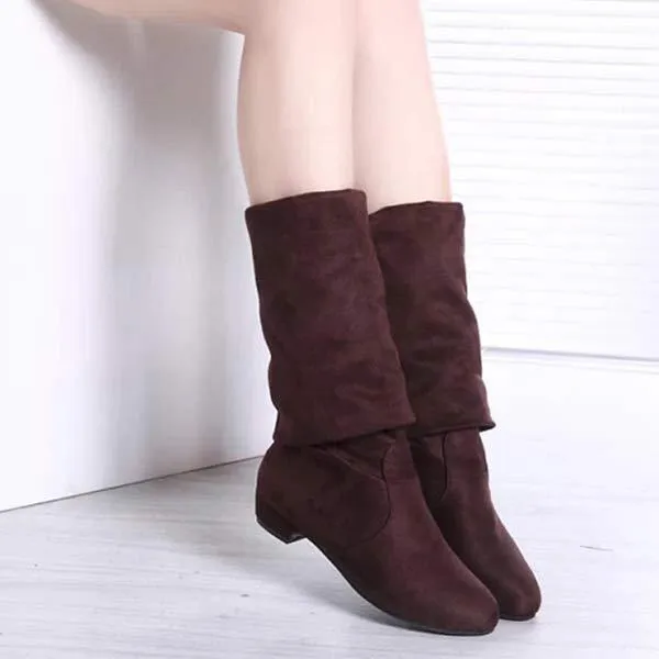 Women's Low Heel Over-the-Knee Boots in Stretchy Velvet Fabric 17825113C