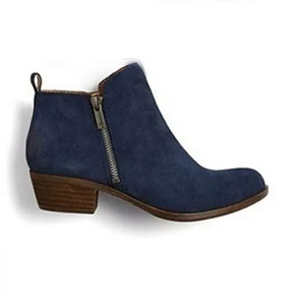 Women'S Side Zipper Chunky Heel Ankle Boots 60741187C