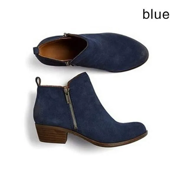 Women'S Side Zipper Chunky Heel Ankle Boots 60741187C