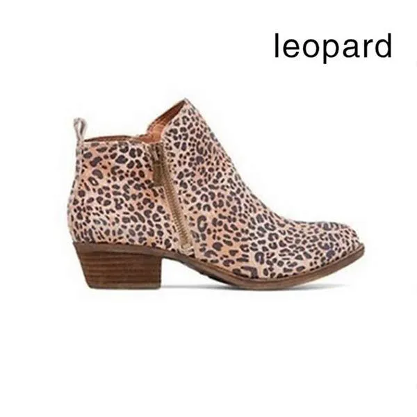Women'S Side Zipper Chunky Heel Ankle Boots 60741187C