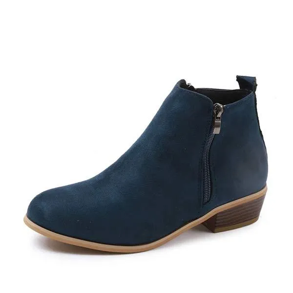 Women'S Side Zipper Chunky Heel Ankle Boots 60741187C