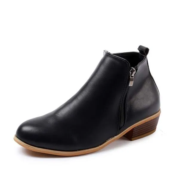 Women'S Side Zipper Chunky Heel Ankle Boots 60741187C