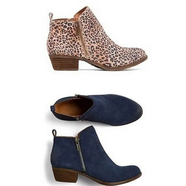 Women'S Side Zipper Chunky Heel Ankle Boots 60741187C