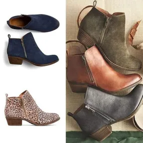Women'S Side Zipper Chunky Heel Ankle Boots 60741187C