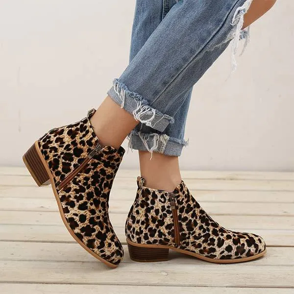 Women'S Side Zipper Chunky Heel Ankle Boots 60741187C