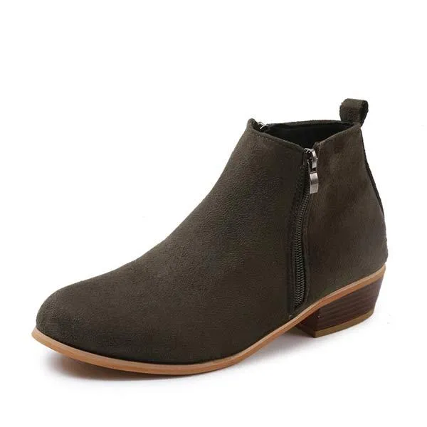 Women'S Side Zipper Chunky Heel Ankle Boots 60741187C