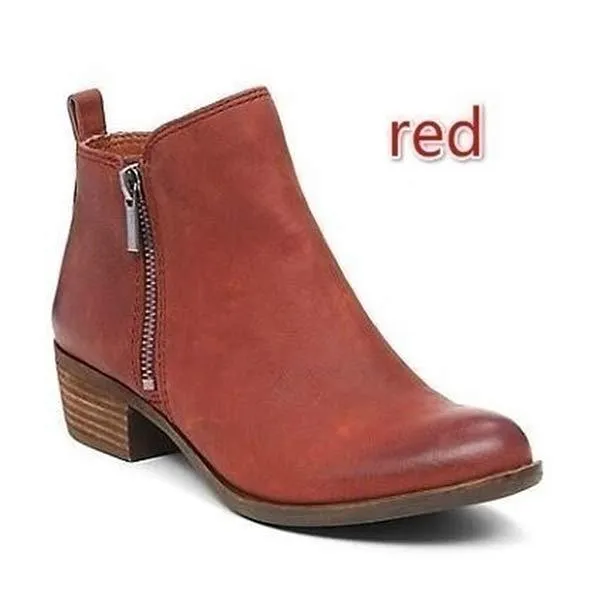 Women'S Side Zipper Chunky Heel Ankle Boots 60741187C