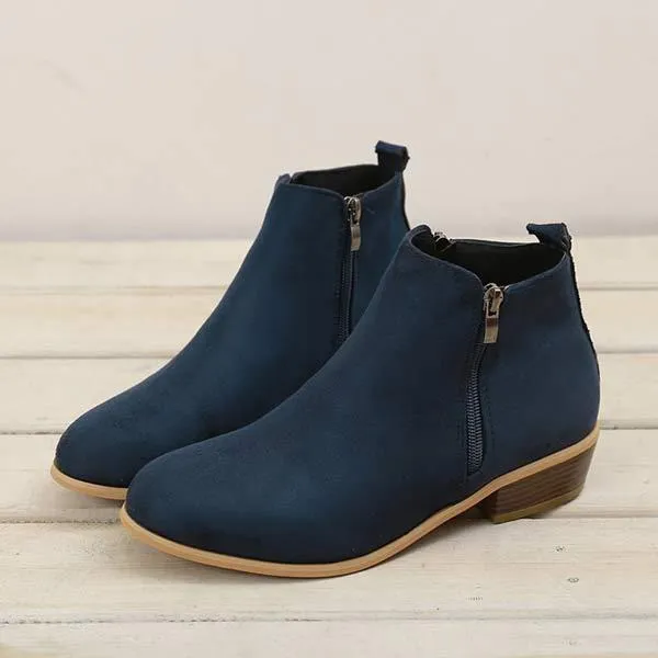 Women'S Side Zipper Chunky Heel Ankle Boots 60741187C