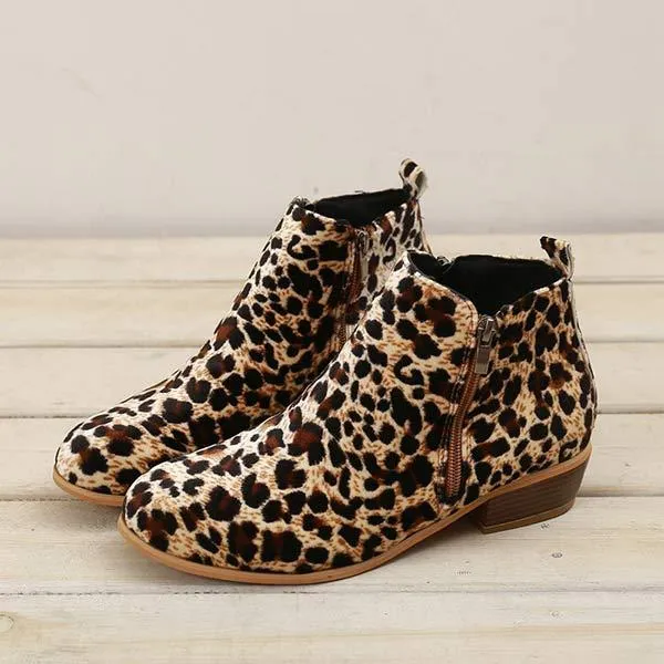 Women'S Side Zipper Chunky Heel Ankle Boots 60741187C